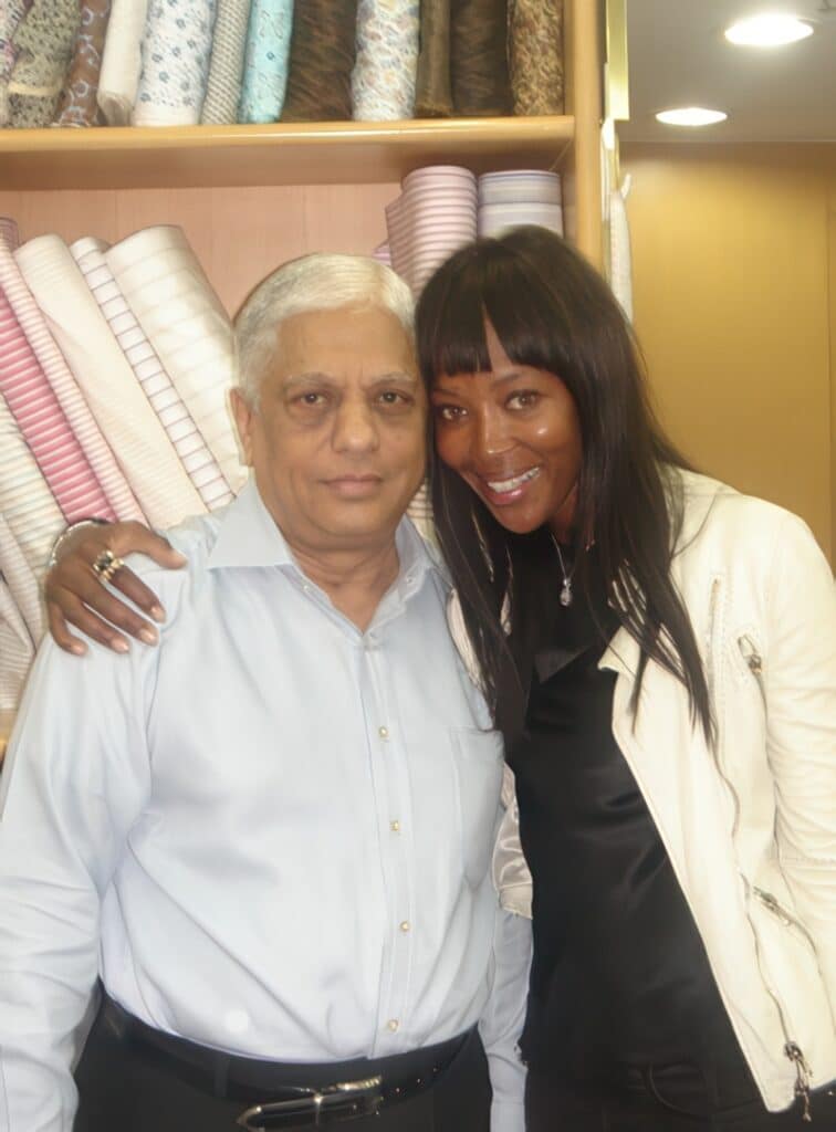 Naomi Campbell with Manu Melwani in store